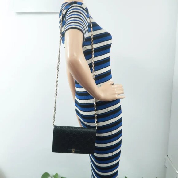 100% Authentic GUCCI Black Wallet on Chain Leather Shoulder Bag 615-11624 - Picture 12 of 12